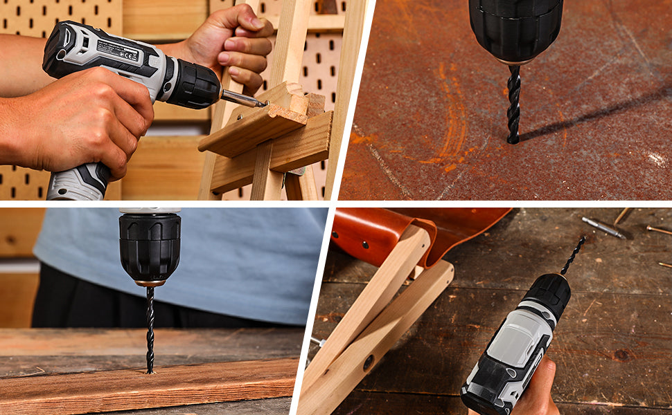 DEKO 12V Power Battery Cordless Drill Set with 3/8-inch Keyless Chuck