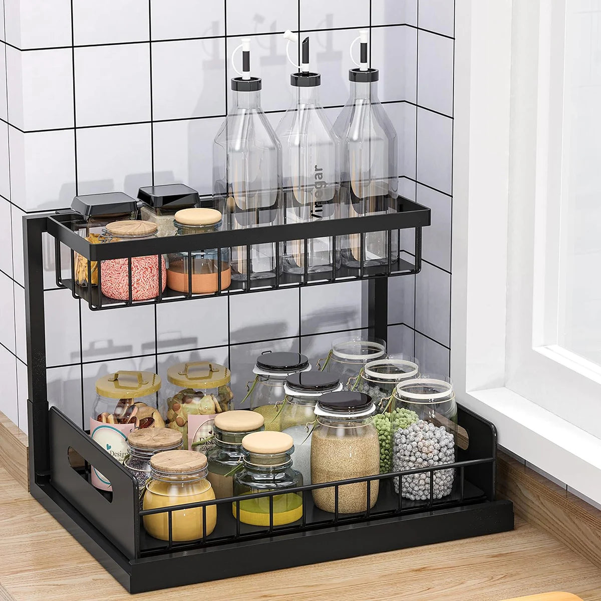 Slide Out Under-Sink Organizer and Storage, 2 Pack Pull Out Cabinet