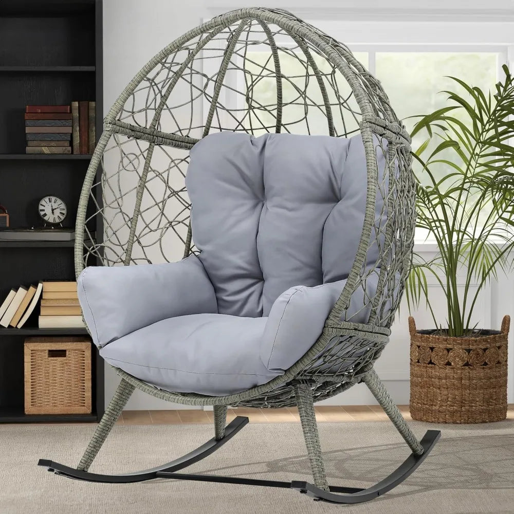 Rocking Egg Chair, Indoor Outdoor Lounger for Patio, Backyard,