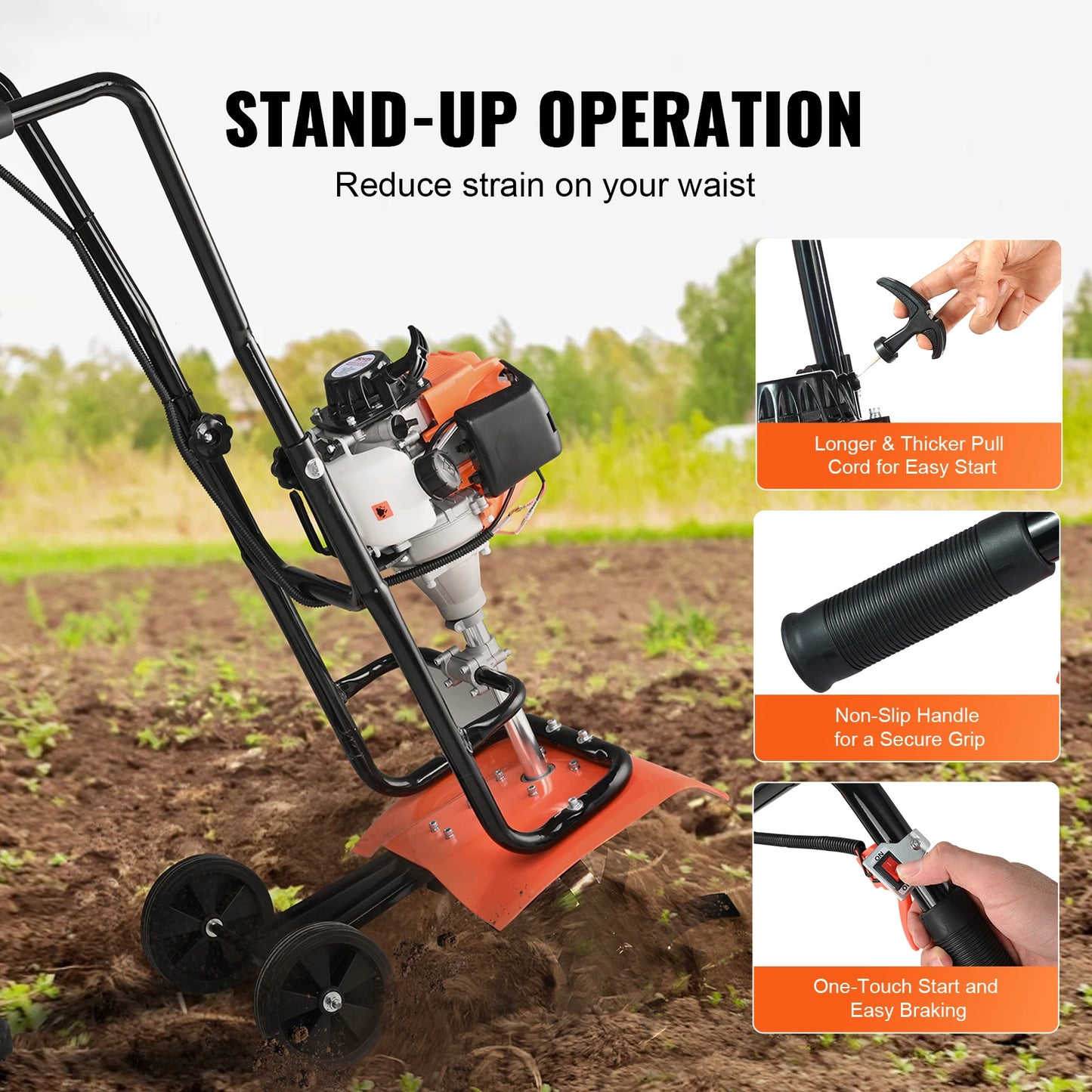 31CC 4-Stroke Garden Tiller / Cultivator for Lawn, Garden and Field Cultivation