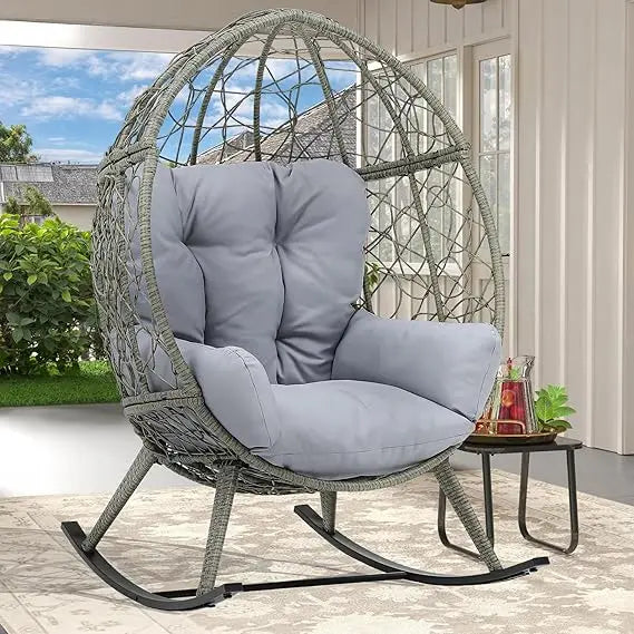 Rocking Egg Chair, Indoor Outdoor Lounger for Patio, Backyard,