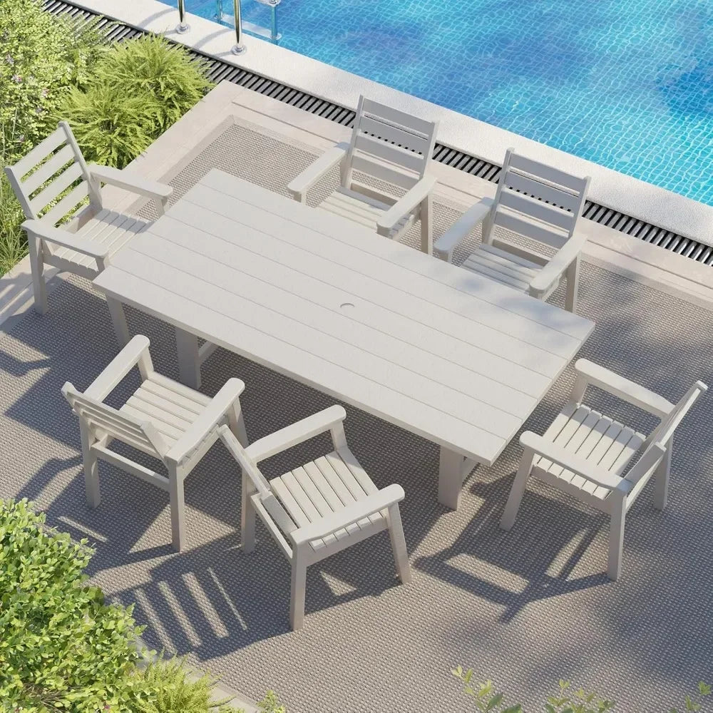 7-Piece Patio Dining Outdoor Table Set with Umbrella Hole