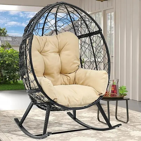 Rocking Egg Chair, Indoor Outdoor Lounger for Patio, Backyard,