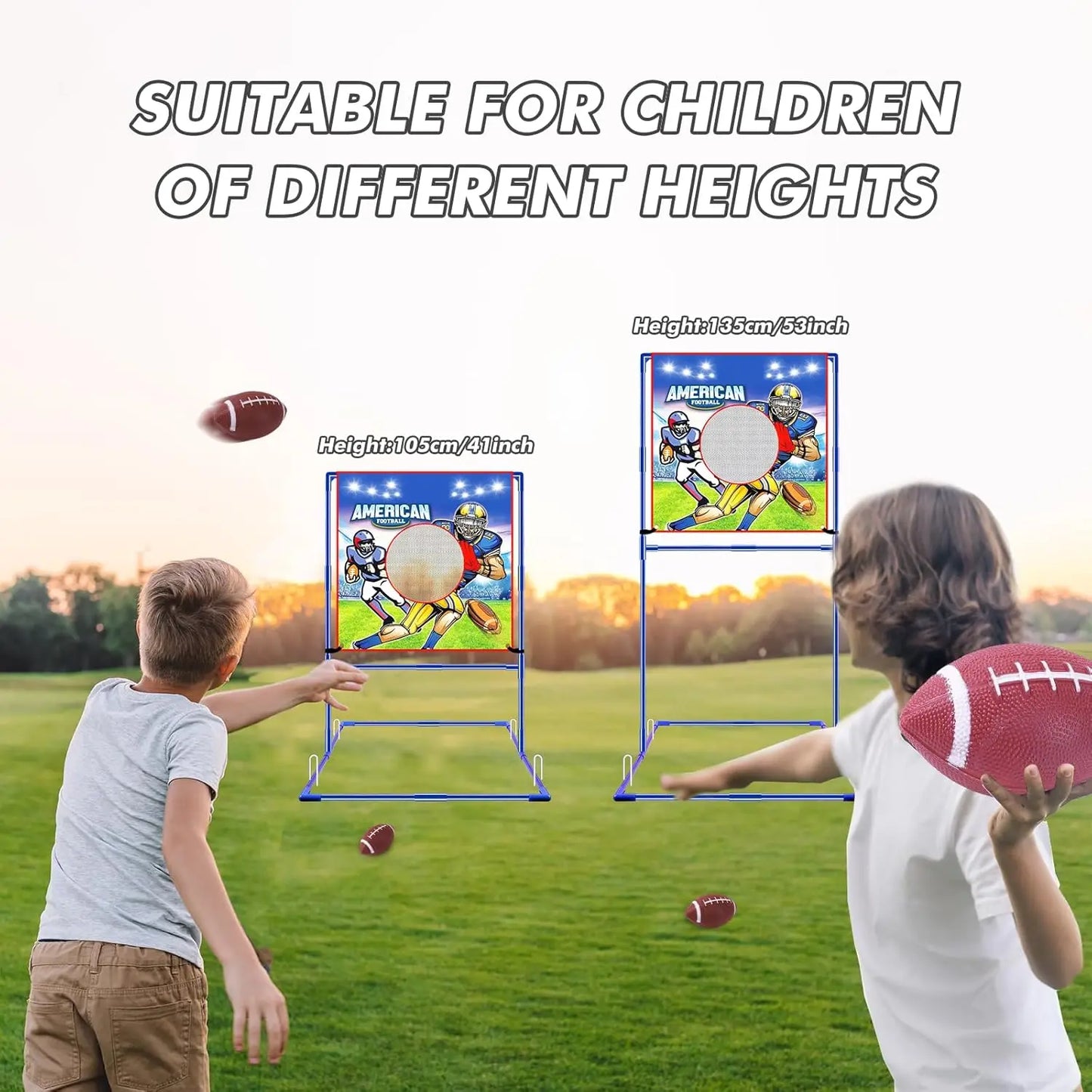 US Football Toss Target Games with 4 Inflatable Footballs