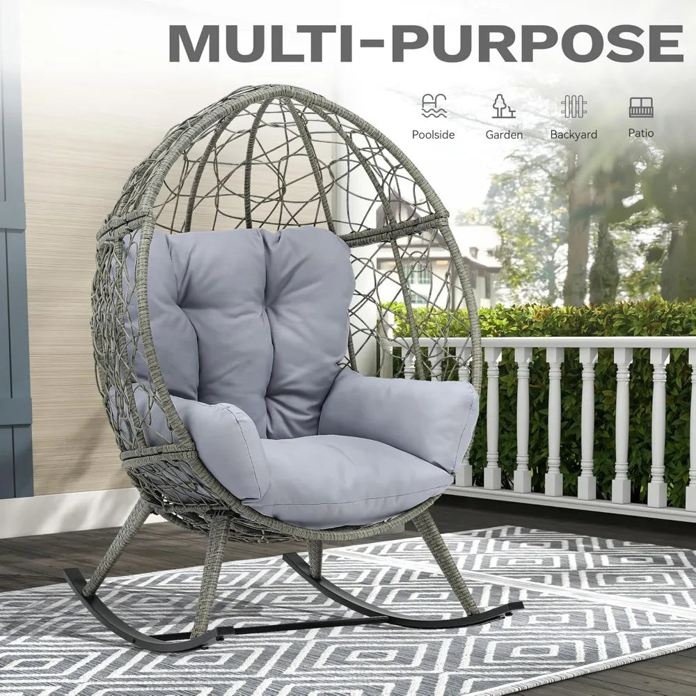 Rocking Egg Chair, Indoor Outdoor Lounger for Patio, Backyard,