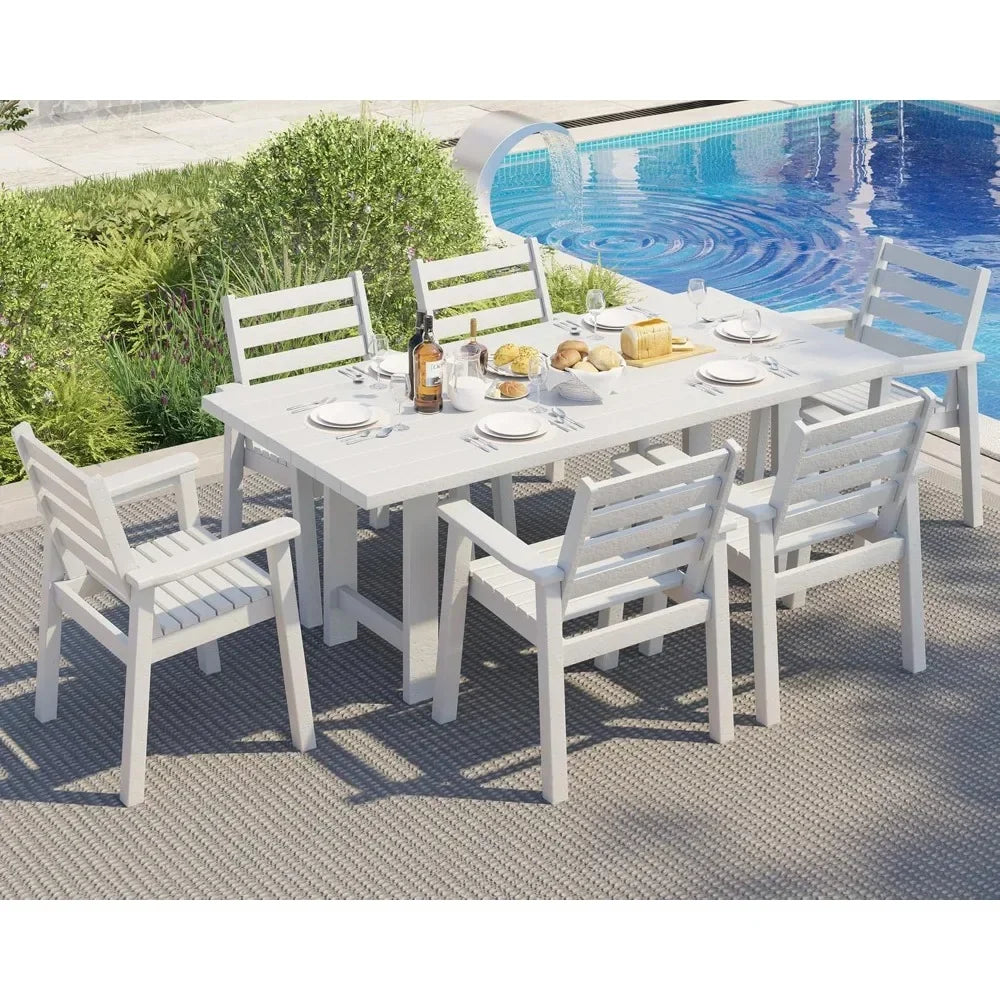 7-Piece Patio Dining Outdoor Table Set with Umbrella Hole