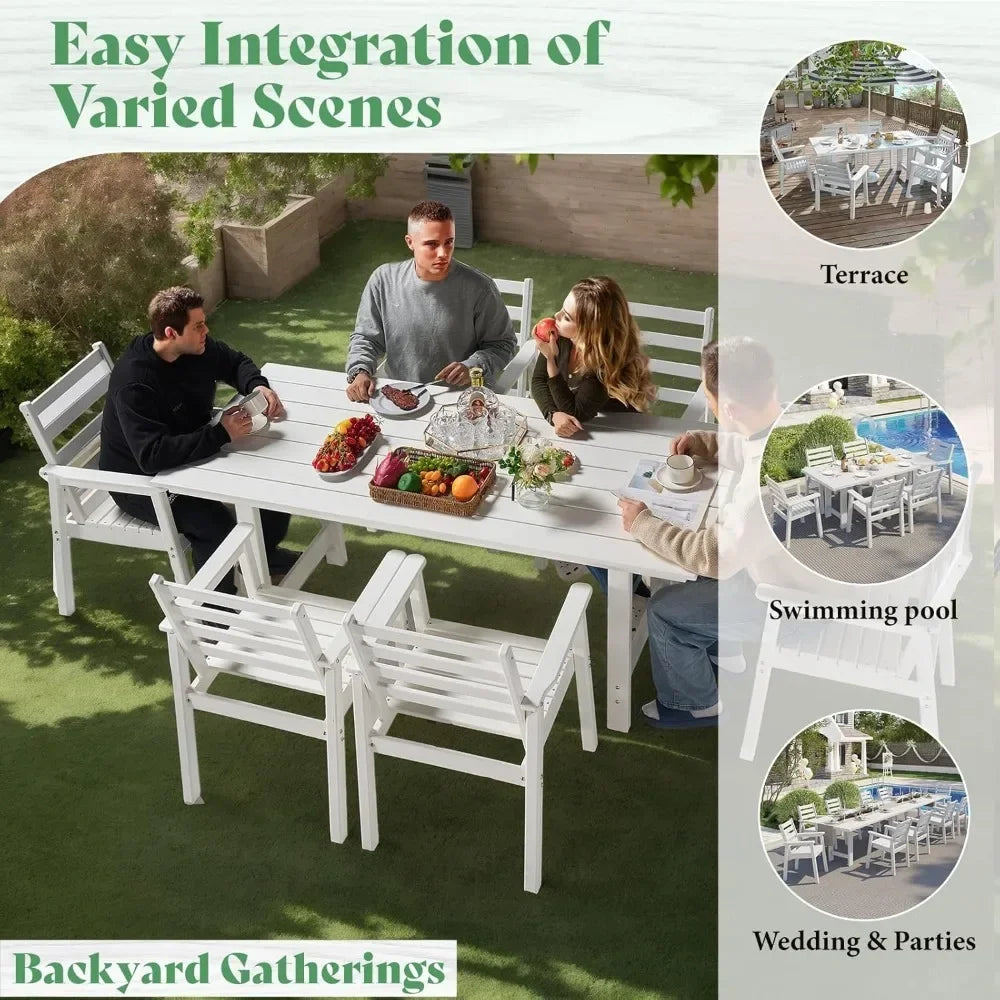 7-Piece Patio Dining Outdoor Table Set with Umbrella Hole