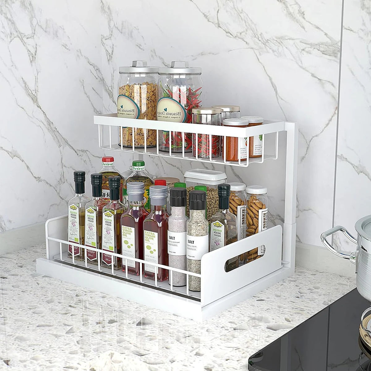 Slide Out Under-Sink Organizer and Storage, 2 Pack Pull Out Cabinet