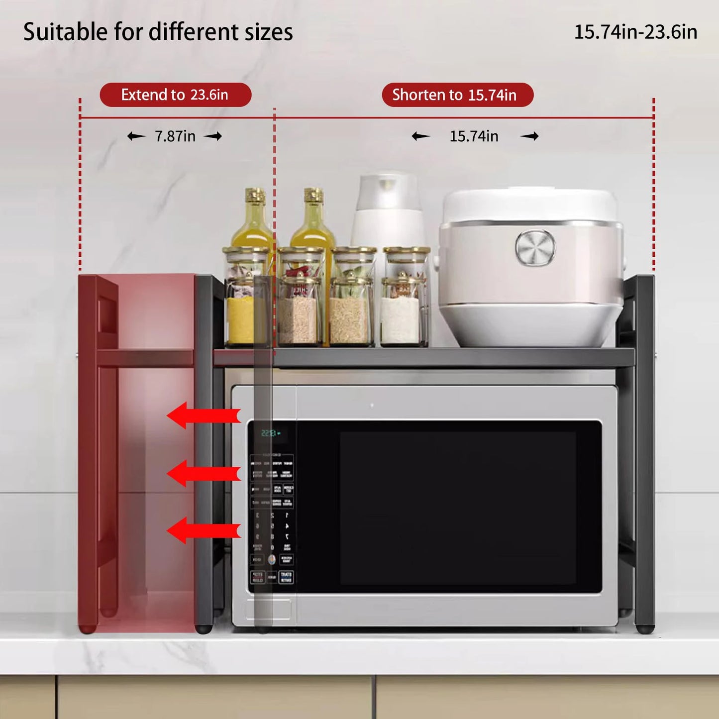Moisture And Rust Proof 1pc Expandable 42-64cm Microwave Shelf/Countertop Organizer,