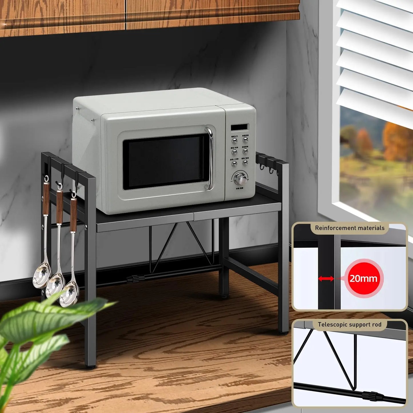 Moisture And Rust Proof 1pc Expandable 42-64cm Microwave Shelf/Countertop Organizer,