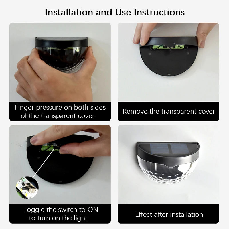 Solar Wall Lamp, Outdoor Waterproof for Yard, Garage, Garden, Porch, Fence, Driveway, Railing