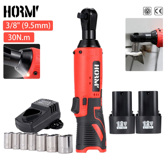 12V Cordless Electric Screwdriver Wrench 3/8 Inch Ratchet Wrench Impact Drill
