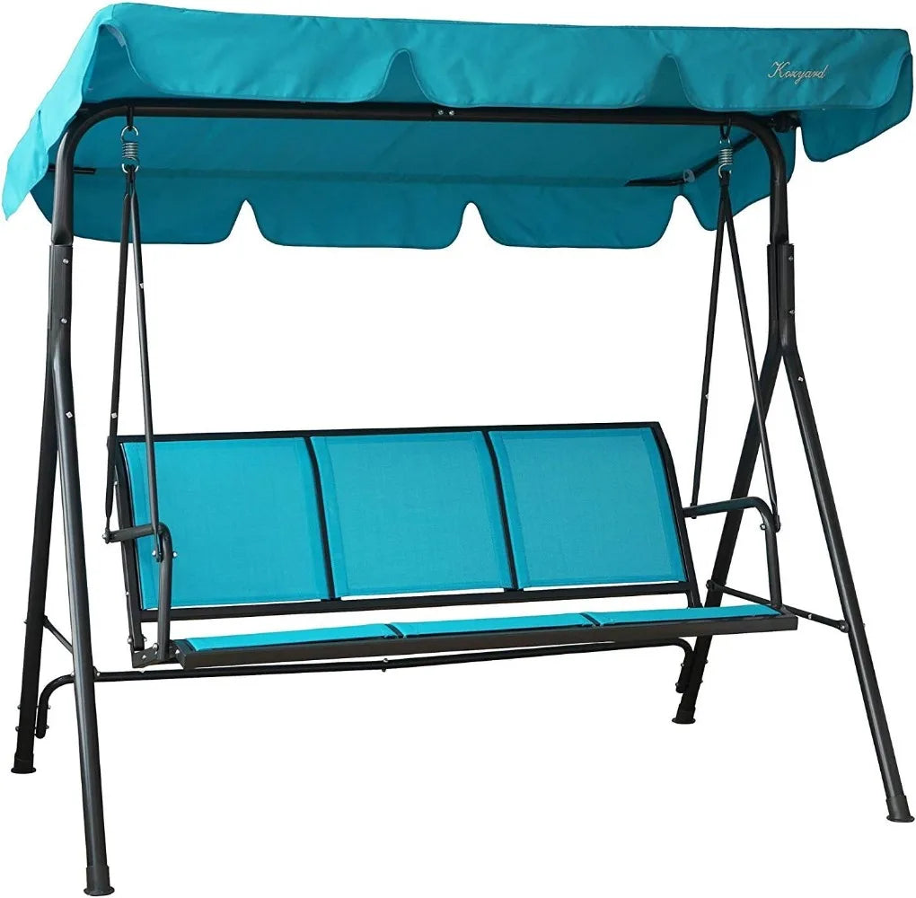 3-Person Armrest Seat, Canopy Porch Swing w/Adjustable Shading for Backyard,
