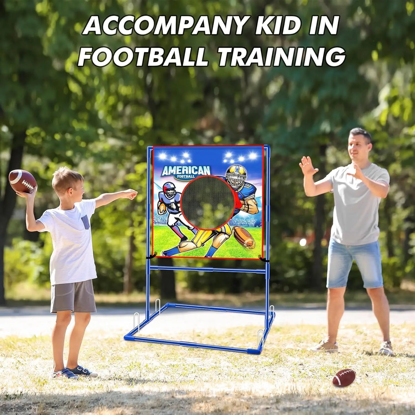 US Football Toss Target Games with 4 Inflatable Footballs