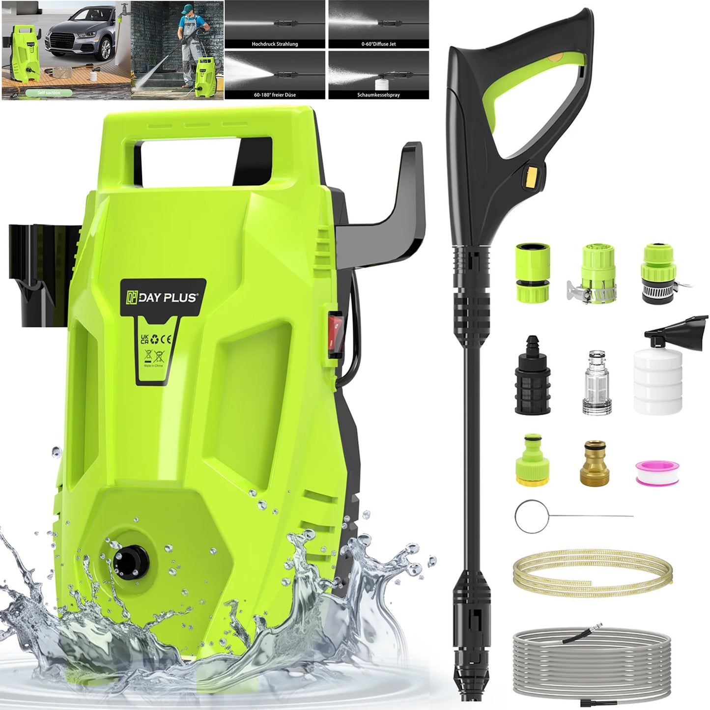 High Pressure Portable Electric Jet Washer for Cars, Garden and Home Patio