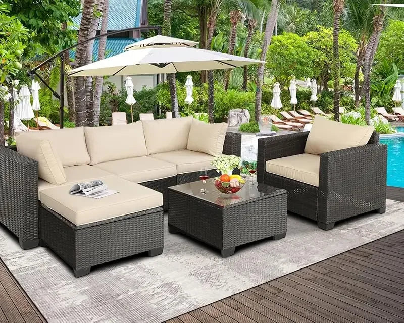 Q6 pieces set outdoor sectional wicker furniture