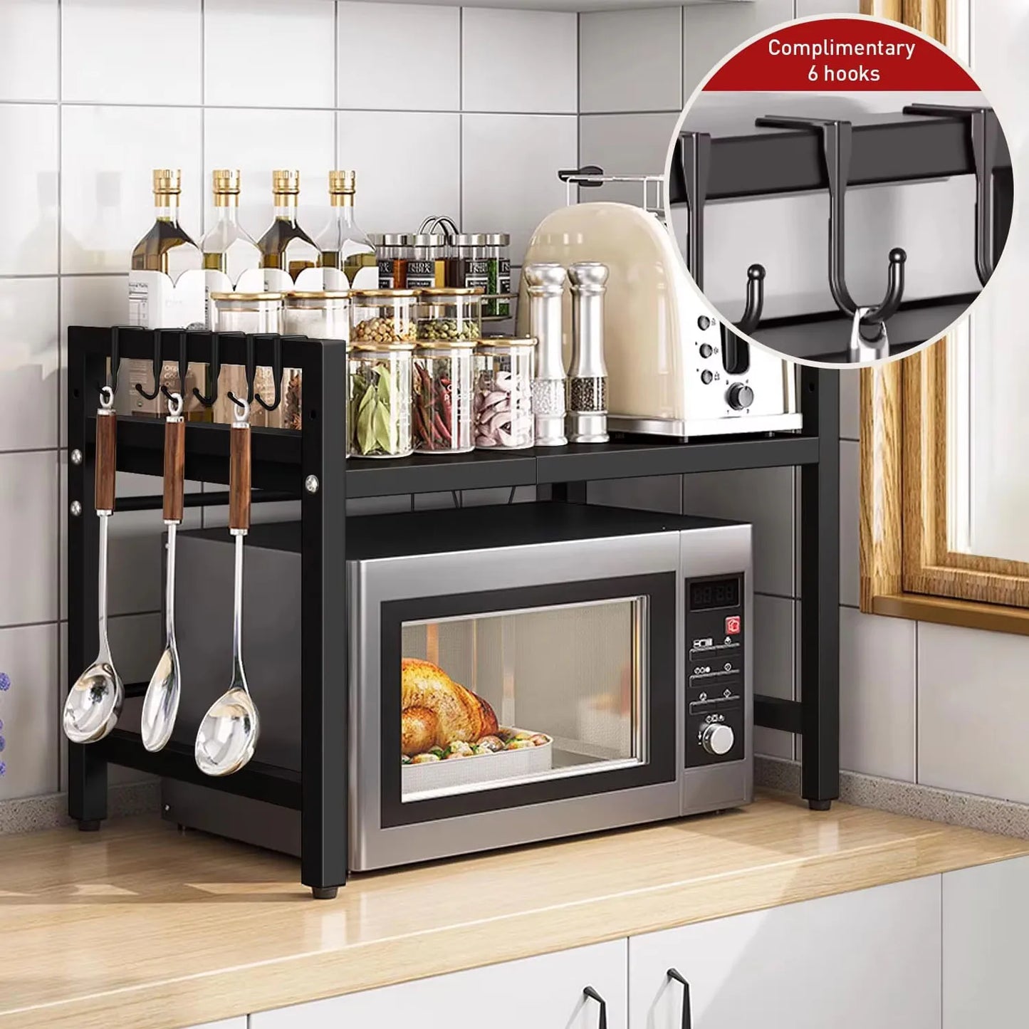 Moisture And Rust Proof 1pc Expandable 42-64cm Microwave Shelf/Countertop Organizer,