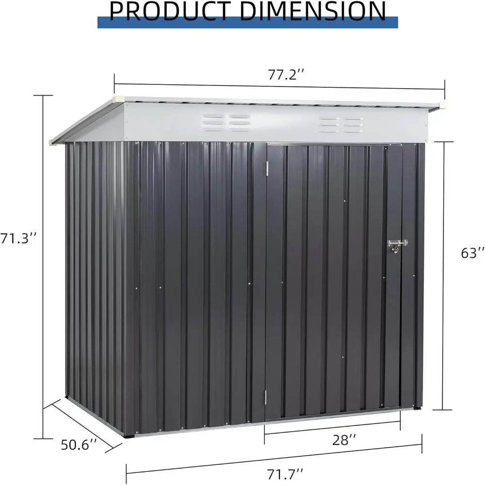 6x4 FT Storage Shed, Waterproof Metal Garden Sheds with Lockable Double Door