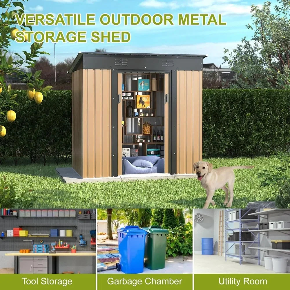 Metal Garden Shed Steel Anti-Corrosion with Sloping Roof for Backyard