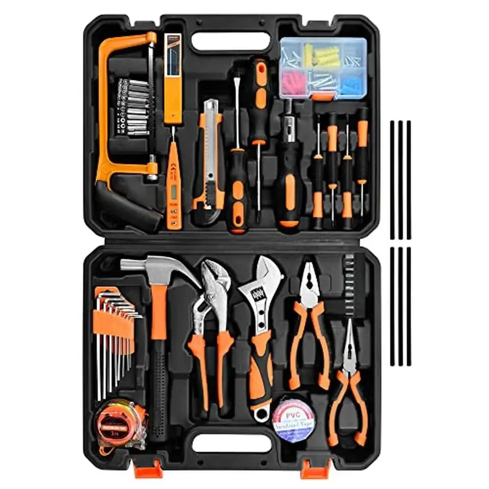 148-Piece Home Repair Kit Set Screwdrivers Wrenches Pliers Hammer Hacksaw Tape