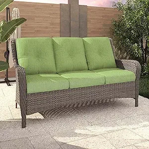 Outdoor Patio Sofa 3 Seater with Seat and Back Cushion,