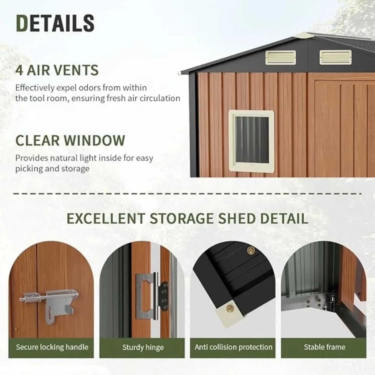 Outdoor Storage Shed 6x4 Feet, Lockable with Windows