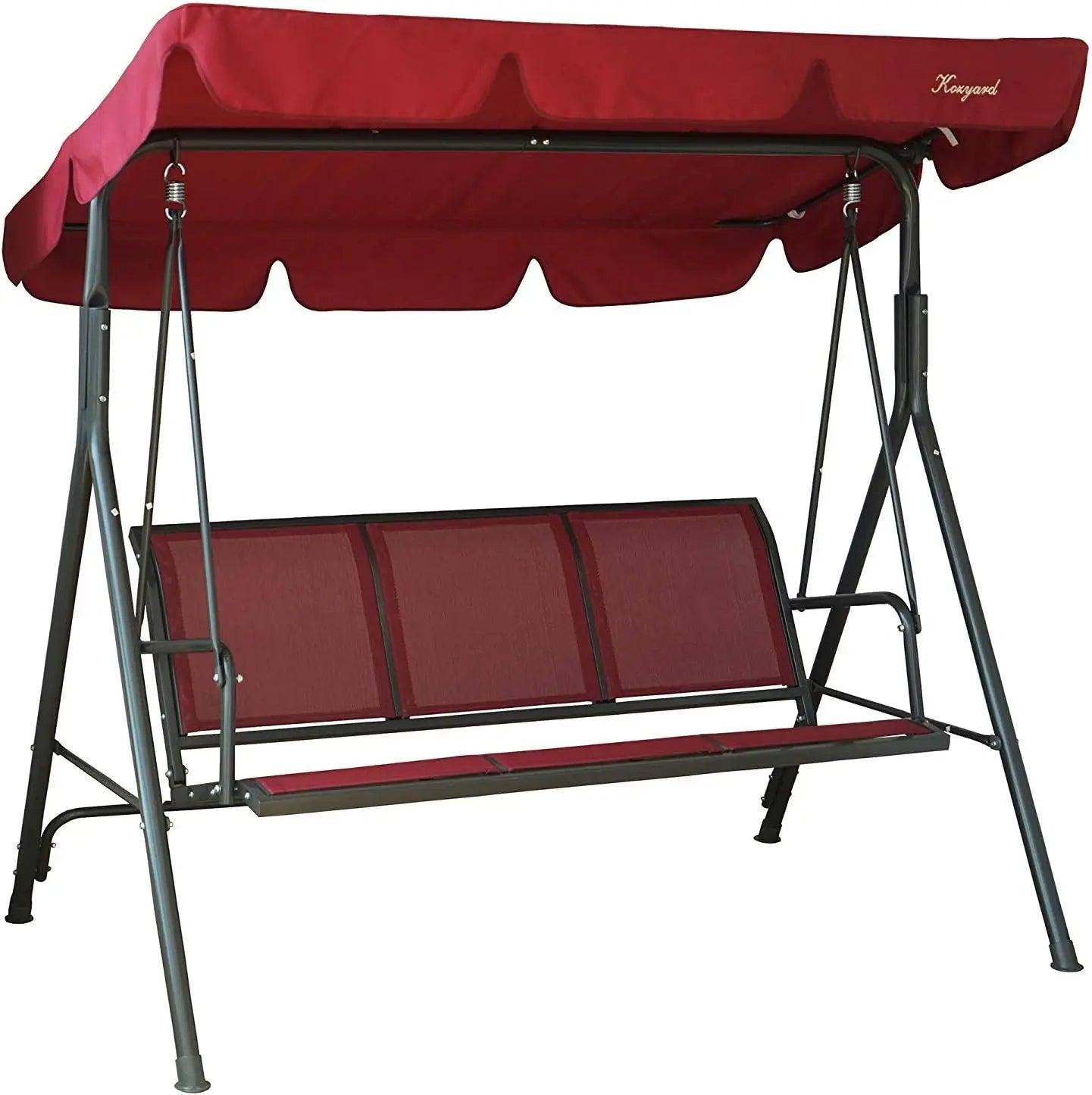 3-Person Armrest Seat, Canopy Porch Swing w/Adjustable Shading for Backyard,