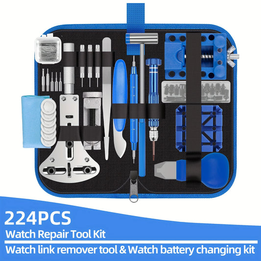 Watch Repair tool Kit 224pcs, including Battery Replacement, Professional Spring Bar Tool Set, W