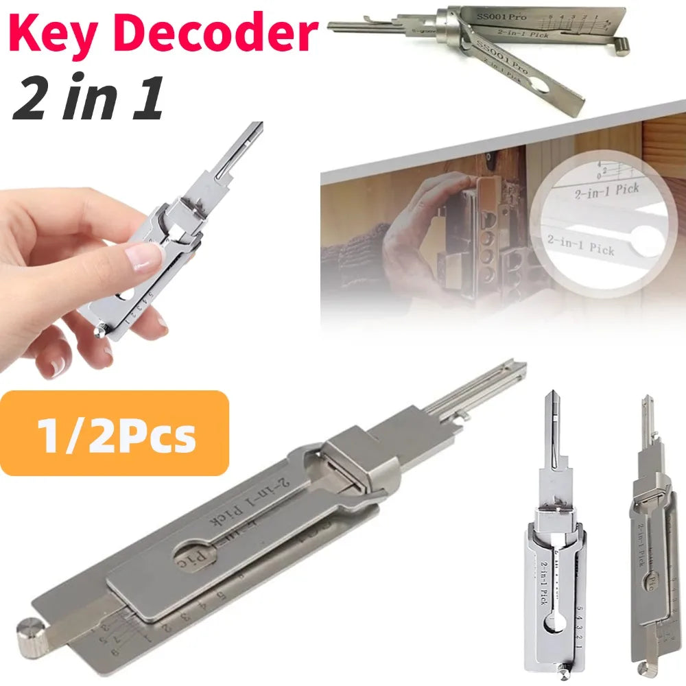 2-in-1 Key Decoder Stainless Steel Precision Tool SS001 O-ring Pickup Kit Hook Tool Pickup Hand Tool Maintenance Repair Kit