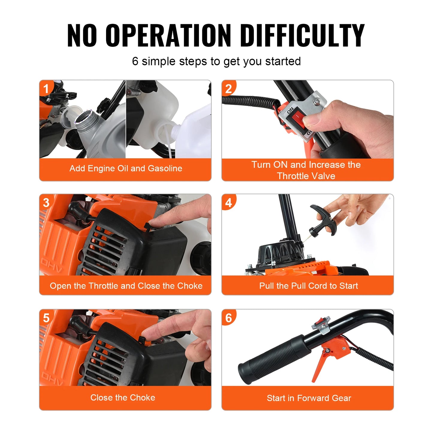 31CC 4-Stroke Garden Tiller / Cultivator for Lawn, Garden and Field Cultivation