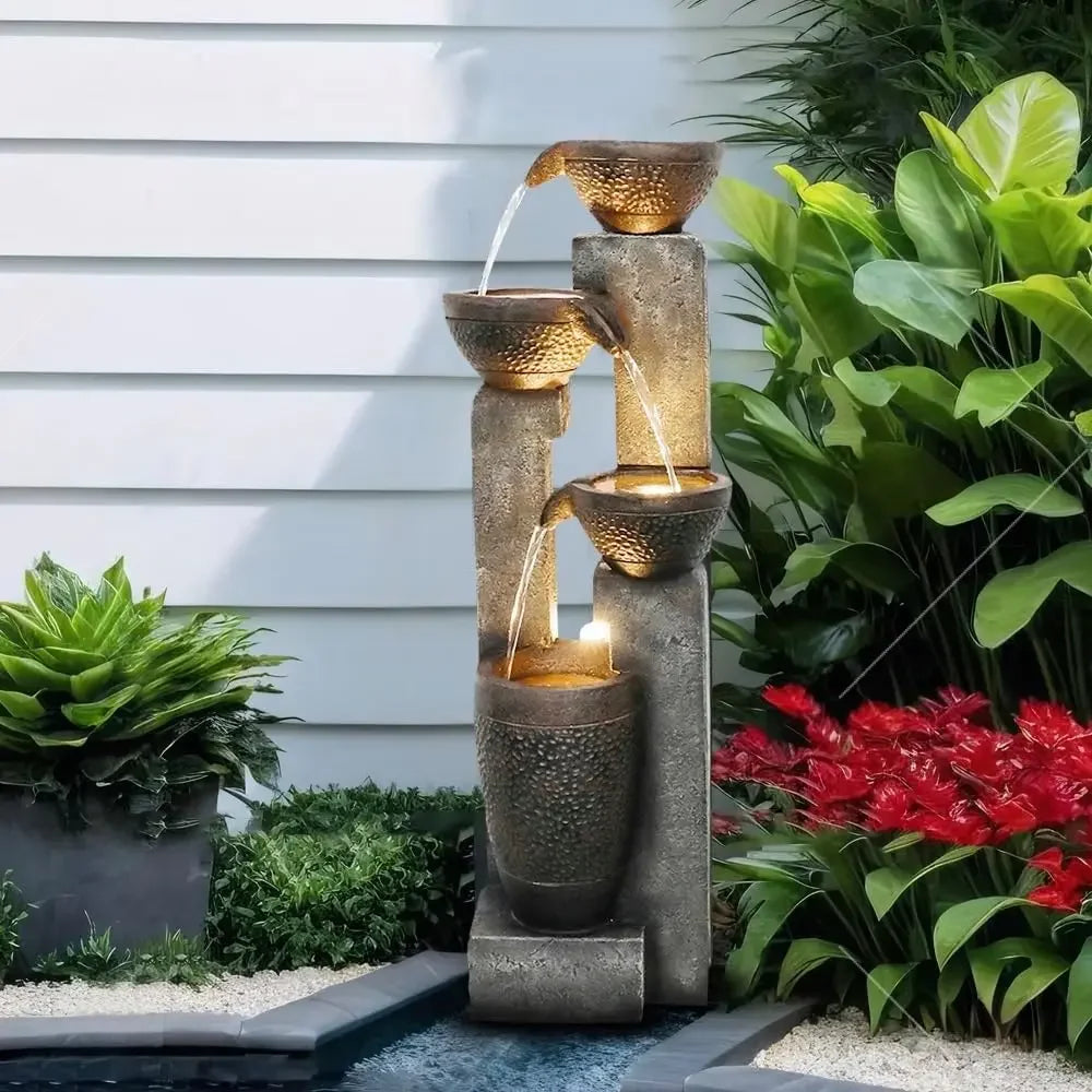 40''H 4-Tier Outdoor Garden Water Fountain Decor