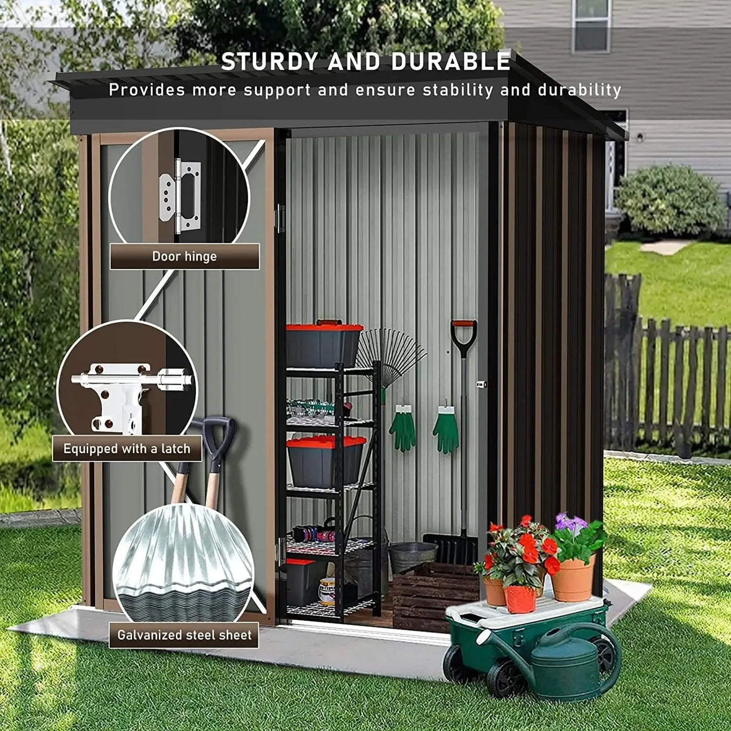 5x3 FT Outdoor Storage Shed with Floor