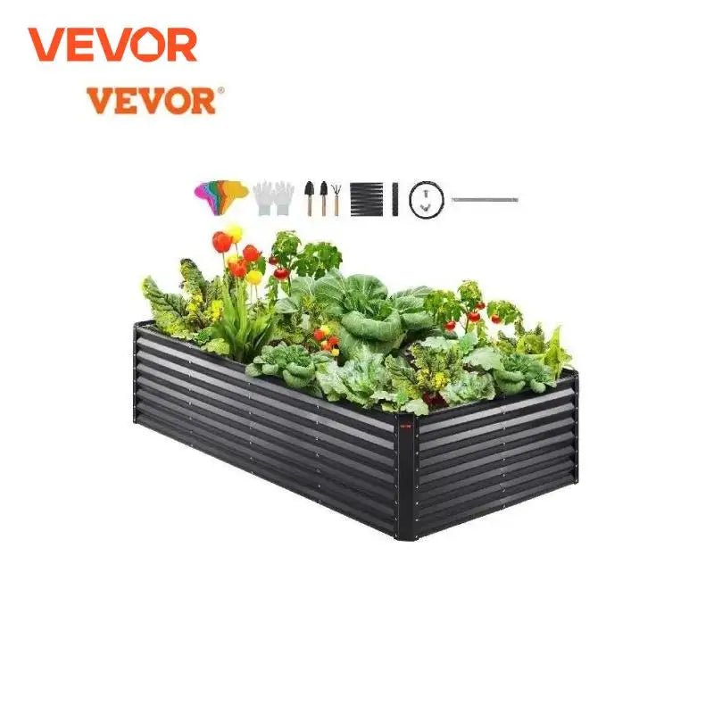 Metal Raised Planter Box for Vegetables Flowers and Herbs with Open Bottom