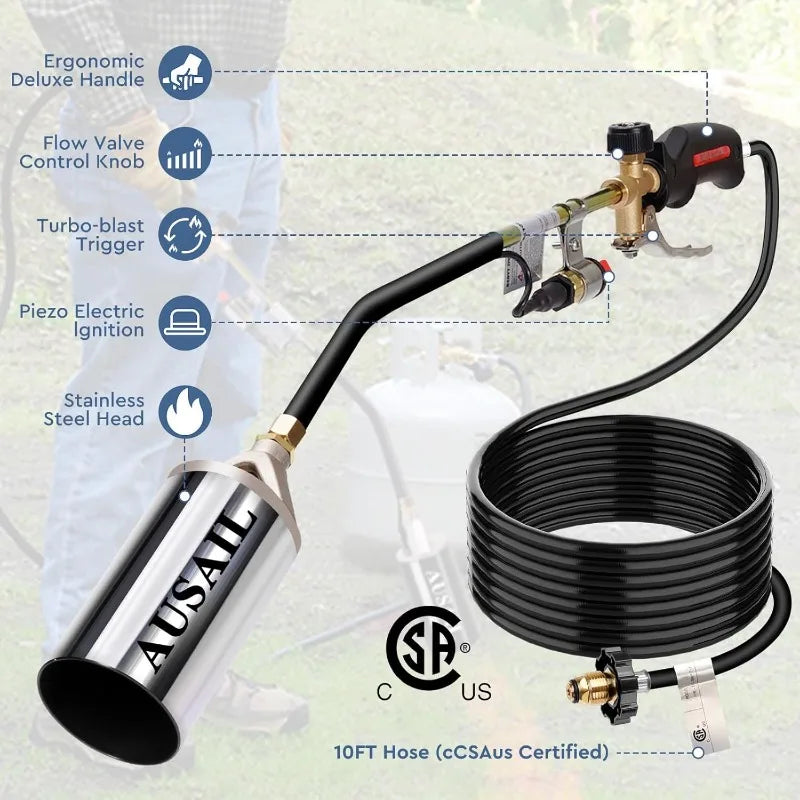 Propane Torch Weed Burner,Blow Torch,Heavy Duty,High Output 1,800,000 BTU