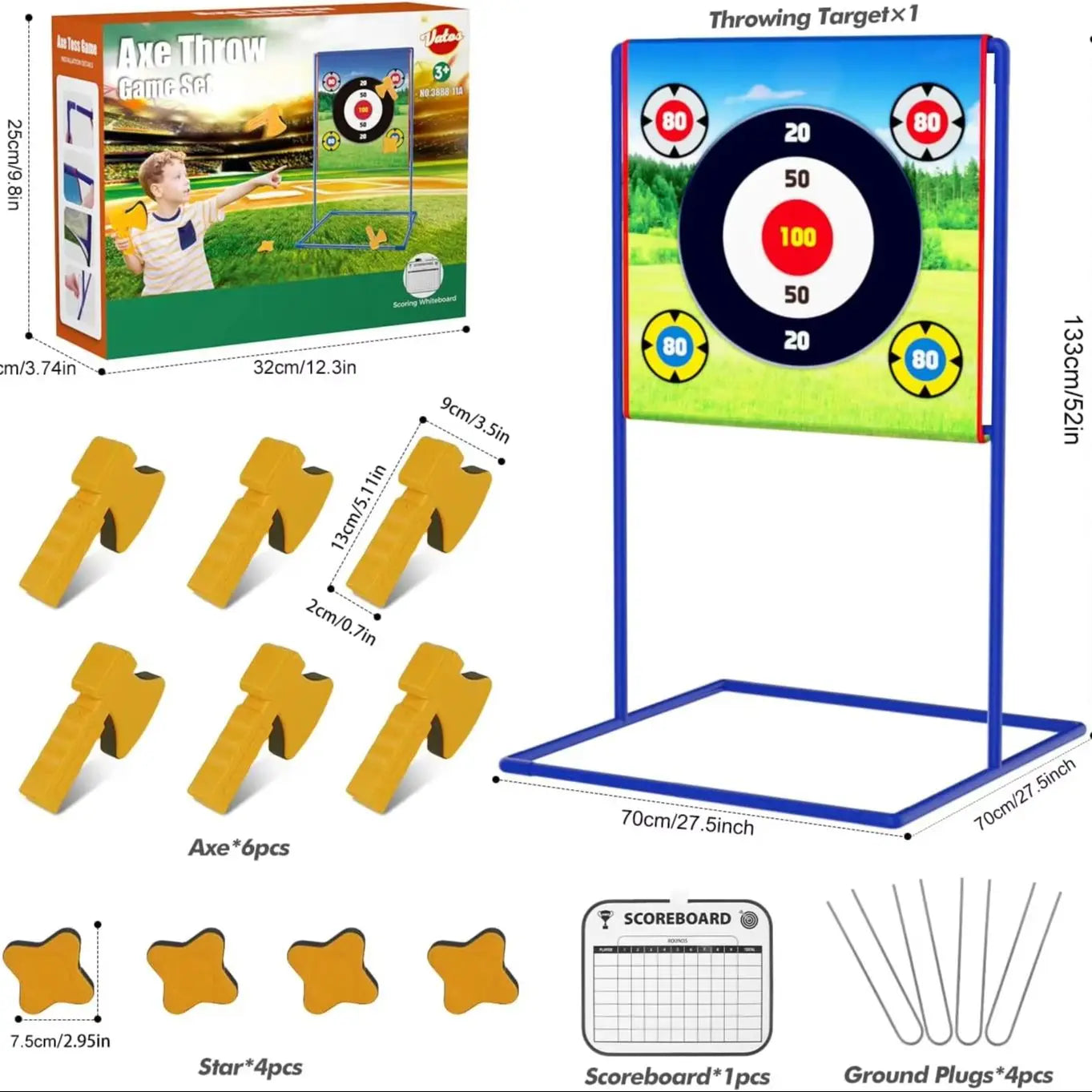 Axe Star Throwing Game Set Toy For Kids Outdoor Sport