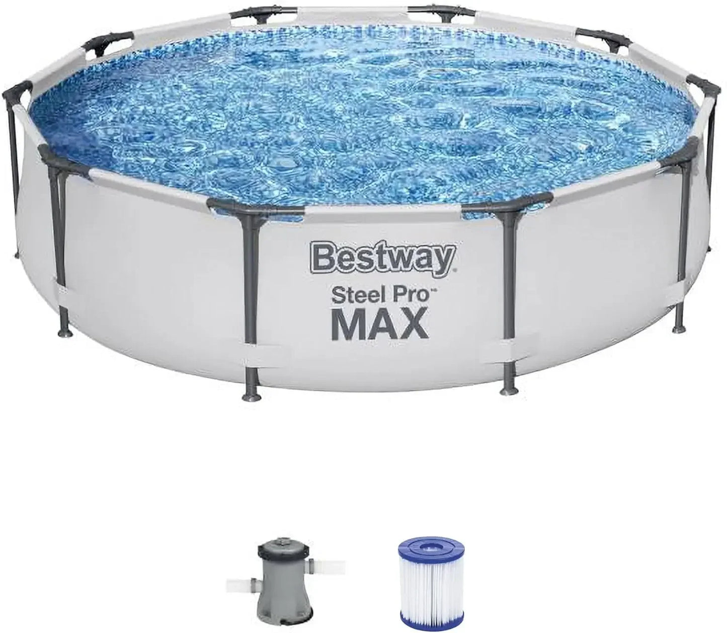 Outdoor Swimming Pool, 12 Foot X 30 Inch Round Metal Frame Above Ground with 330 GPH Filter Pump