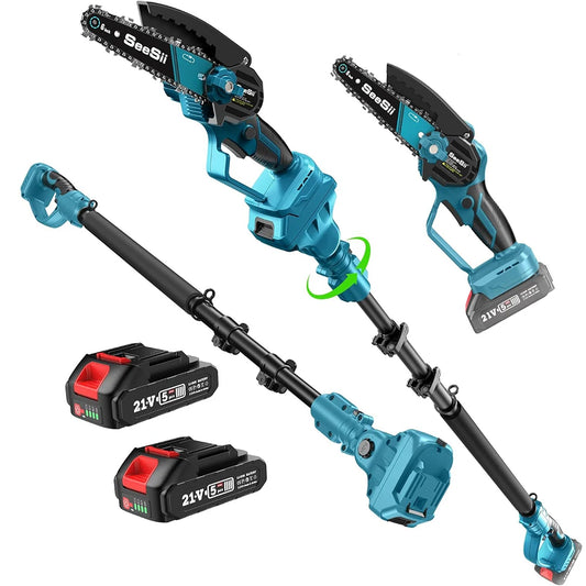 2 in1 High Branch Cordless 6'' Brushless Electric Chainsaw with extension Pole