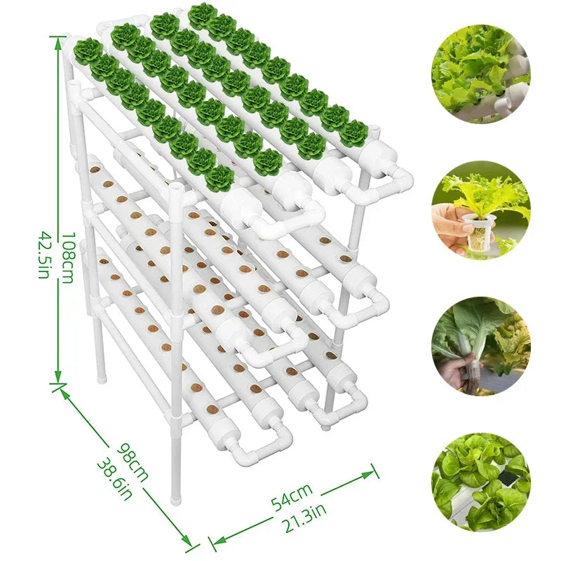 Hydroponics Growing System Kits,3-Layer/108 Sites Food-PVC Pipe Soilless Cultivation Garden Vegetables Herbs Planting Tools