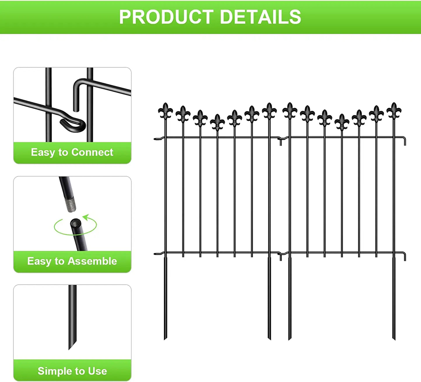 10ft Decorative Garden Fence Animal Barrier