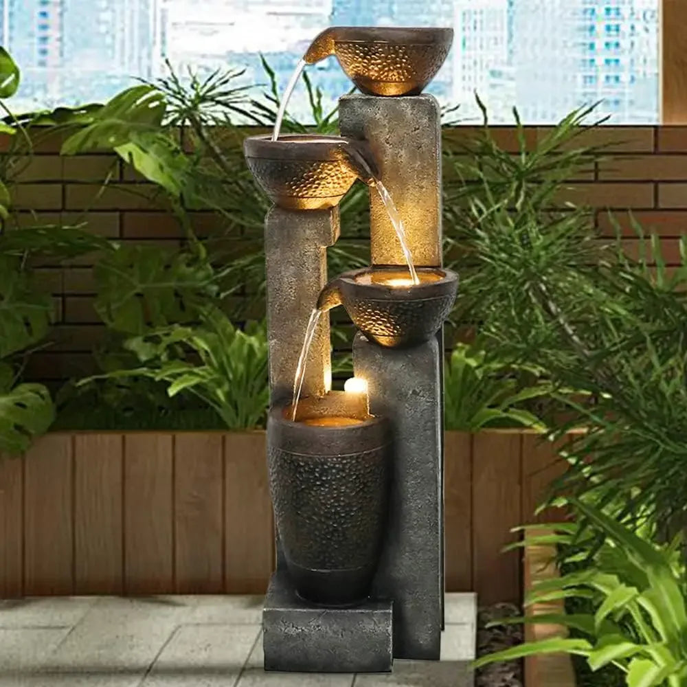 40''H 4-Tier Outdoor Garden Water Fountain Decor