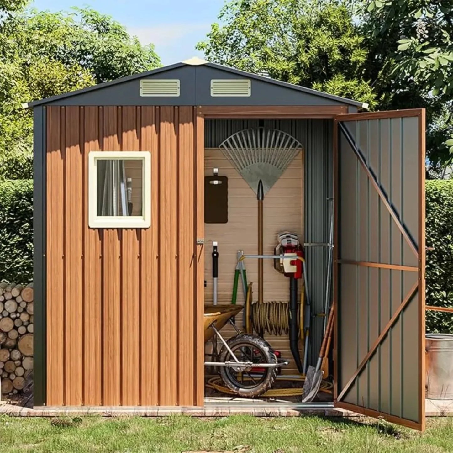 Outdoor Storage Shed 6x4 Feet, Lockable with Windows