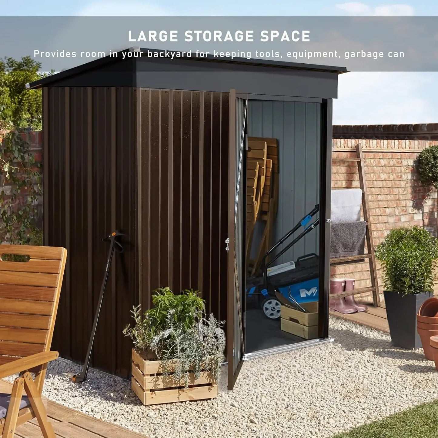 5x3 FT Outdoor Storage Shed with Floor