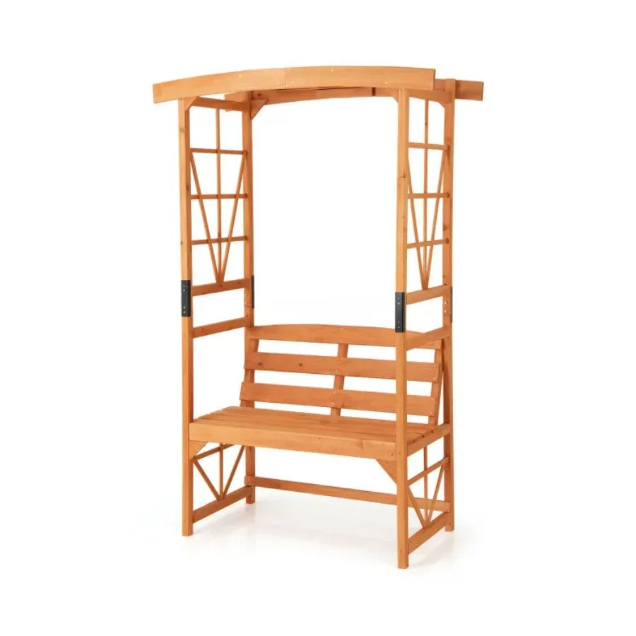 6.2 FT Tall Patio Garden Arbor with Pergola and 2-Seat Bench for Garden, Lawn, Backyard