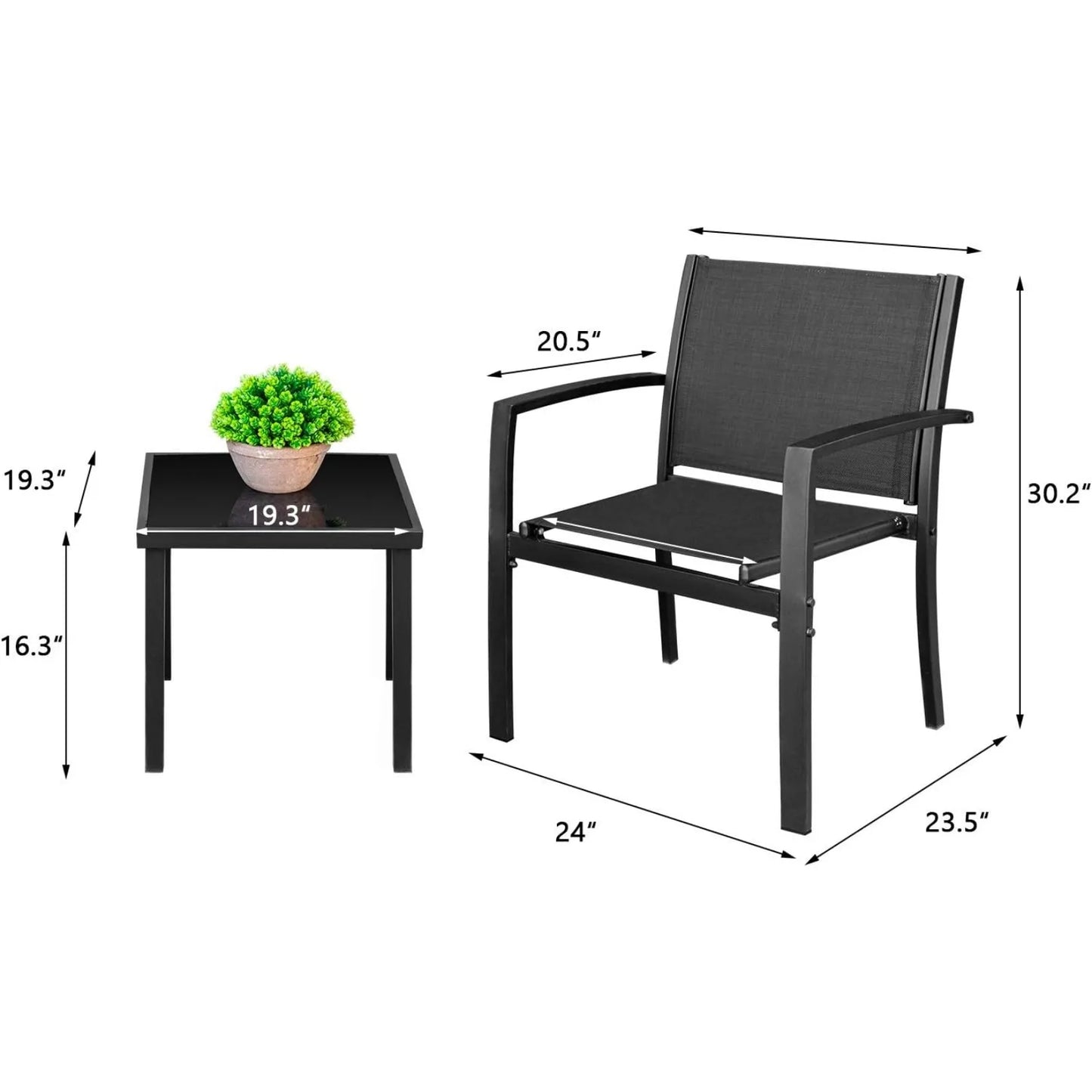 Patio Dining Set 7 Pieces Outdoor Large Table and 6 Textilene Chairs