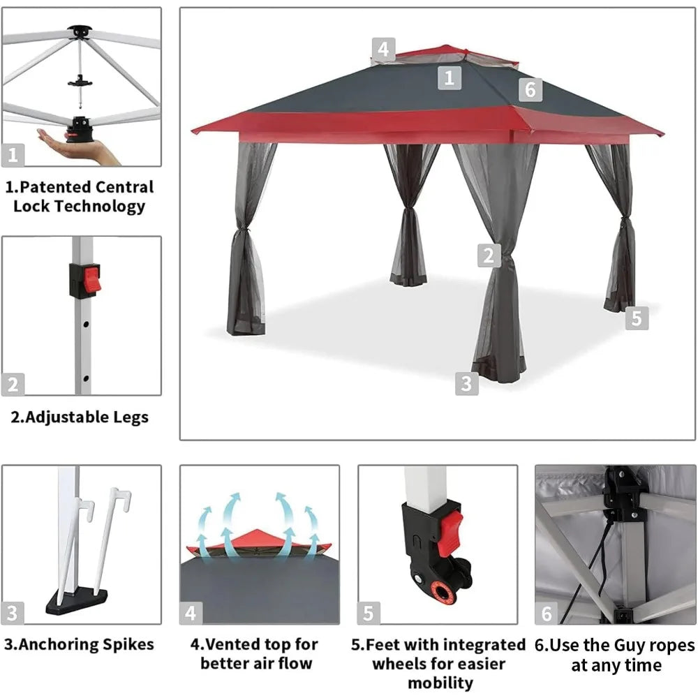 13x13 Pop Up Outdoor Gazebo, Canopy Tent for Backyard & Patio