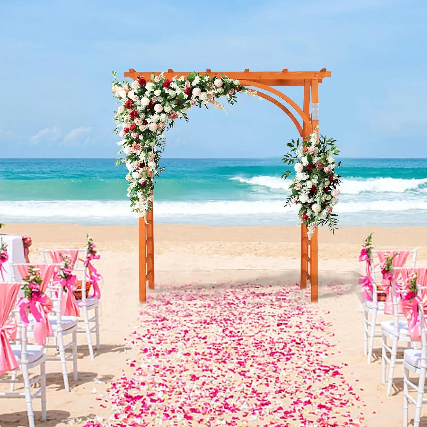 85in Wooden Arbor, Wedding Arch for Ceremony, Wood Trellis for Plant Climbing, Christmas Decor Pergola for Garden Backyard