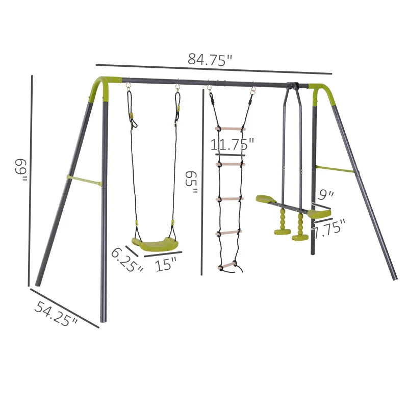 Metal Swing Set for Kids Outdoor, Heavy Duty Frame with Double Swings,  for Backyard Playground.