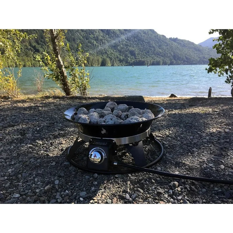 Portable 21-inch 58,000 BTU Propane Fire Pit with Cover and Carry Kit