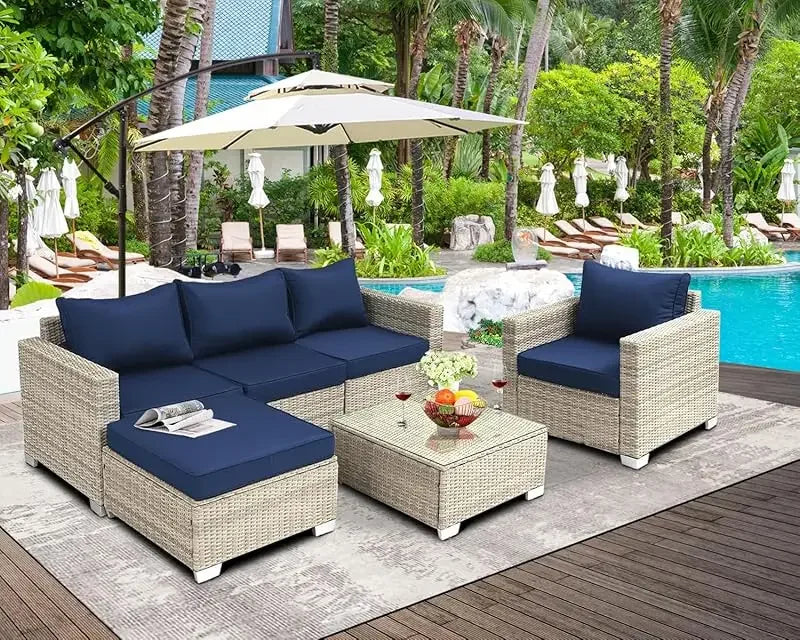 Q6 pieces set outdoor sectional wicker furniture