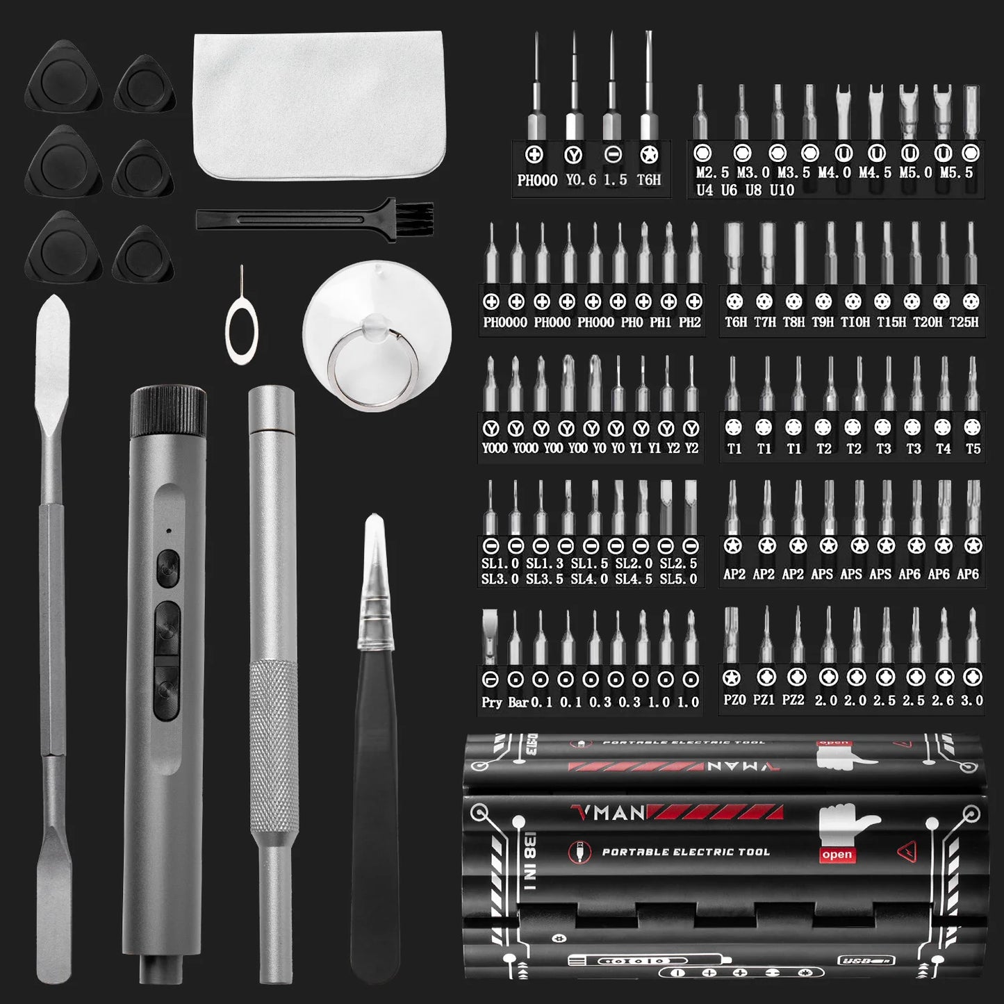 Cordless Electric Professional Screwdriver Set with Magnetic Bit